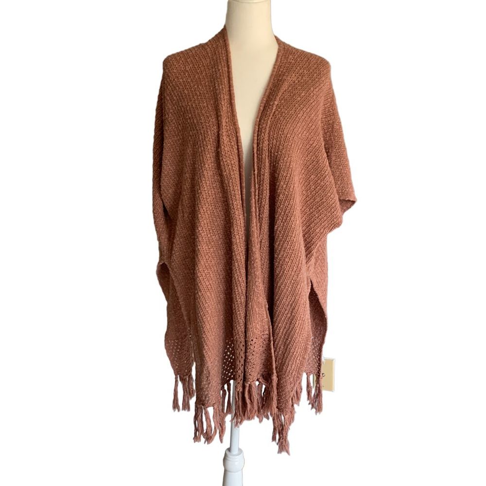 Bohemian Shawl with Frayed Trim Pink Color